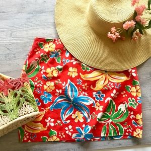 Vintage Tropical Mini Skirt; 100% Cotton